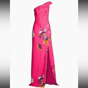 Hot pink formal dress floral print